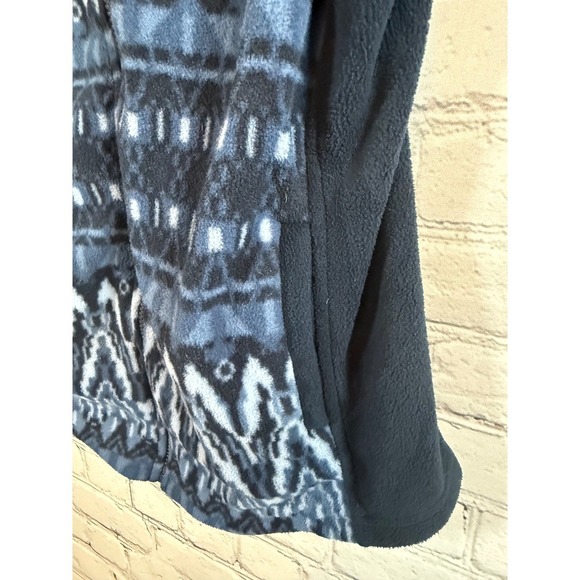 Chaps Fleece Vest Aztec Print Full Zip Sleeveless Jacket Blue Black Size Large - Picture 3 of 4